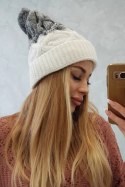 Czapka z polarem Alice K248 biały+szary  