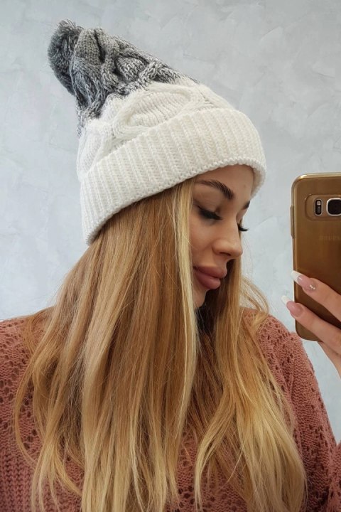 Czapka z polarem Alice K248 biały+szary Czapka z polarem Alice K248 biały+szary