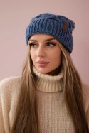 Czapka z polarem Alice K248 jeansowy+biały  