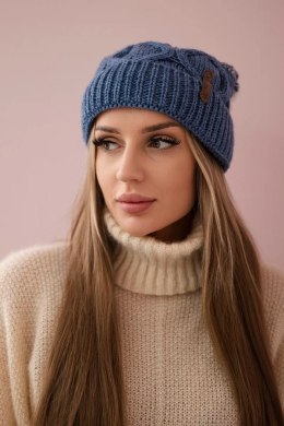 Czapka z polarem Alice K248 jeansowy+biały  