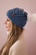 Czapka z polarem Alice K248 jeansowy+biały  