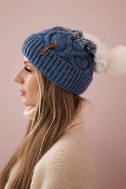 Czapka z polarem Alice K248 jeansowy+biały  