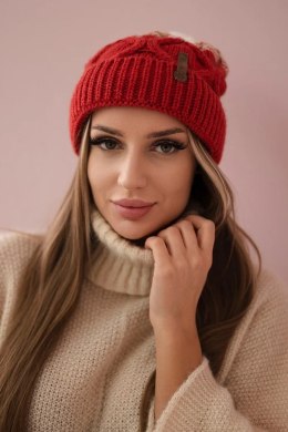 Czapka z polarem Alice K248 malinowy+ecru  