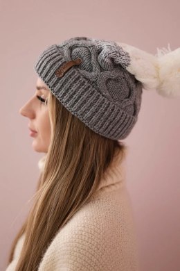 Czapka z polarem Alice K248 szary+biały  