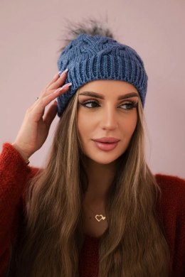 Czapka z polarem Ela K242 jeansowa  
