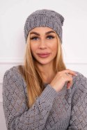 Czapka z polarem Justyna K253 ciemno szara  
