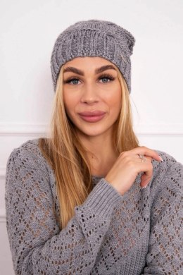 Czapka z polarem Justyna K253 ciemno szara  