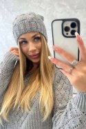 Czapka z polarem Justyna K253 ciemno szara  