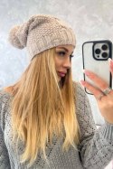 Czapka z polarem Justyna K253 jasno beżowa  