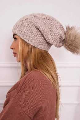 Czapka z polarem Karolina K243 beżowa  