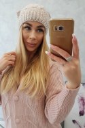Czapka z polarem Karolina K243 beżowa  