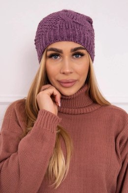Czapka z polarem Karolina K243 ciemno różowa  