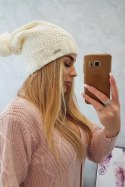 Czapka z polarem Karolina K243 ecru  