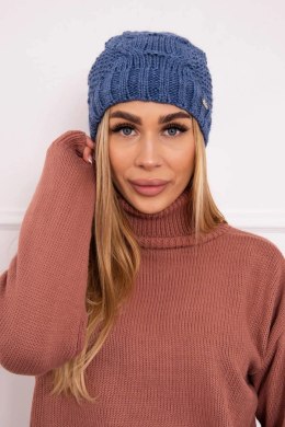 Czapka z polarem Karolina K243 jeansowa  