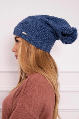 Czapka z polarem Karolina K243 jeansowa  