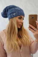Czapka z polarem Karolina K243 jeansowa  