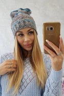 Czapka z polarem Klaudia K255 morski+szary  
