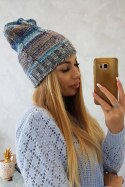 Czapka z polarem Klaudia K255 morski+szary  