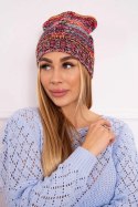 Czapka z polarem Klaudia K255 pomarańczowy+czerwony  