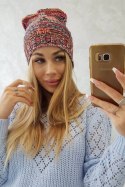 Czapka z polarem Klaudia K255 pomarańczowy+czerwony  