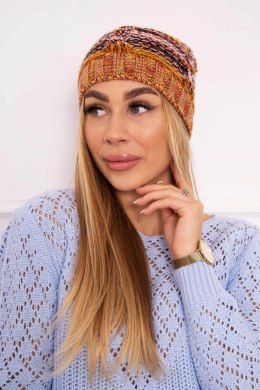 Czapka z polarem Klaudia K255 pomarańczowy+żółty  