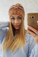 Czapka z polarem Klaudia K255 pomarańczowy+żółty  
