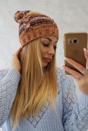 Czapka z polarem Klaudia K255 pomarańczowy+żółty  