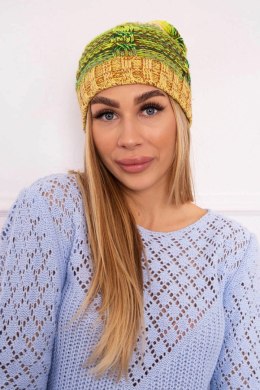Czapka z polarem Klaudia K255 zielony neon+żółty  