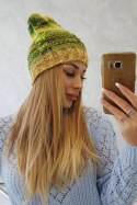 Czapka z polarem Klaudia K255 zielony neon+żółty  