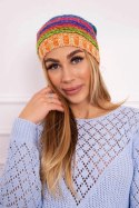 Czapka z polarem Krystyna K207 chabrowy+pomarańczowy  