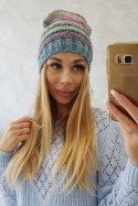 Czapka z polarem Krystyna K207 fuksja+niebieski  