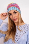 Czapka z polarem Krystyna K207 zielony neon+niebieski  