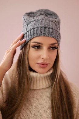 Czapka z polarem Marta K231 ciemno szara  