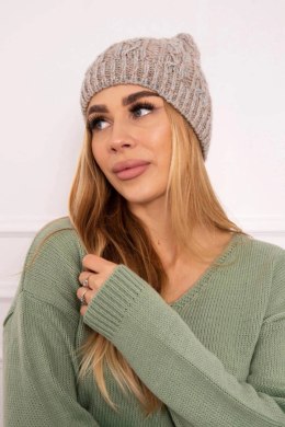 Czapka z polarem Melisa K241 beżowy+szary  