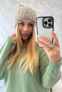 Czapka z polarem Melisa K241 beżowy+szary  