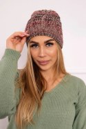 Czapka z polarem Melisa K241 bordowy+beżowy  
