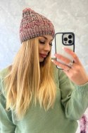 Czapka z polarem Melisa K241 bordowy+beżowy  