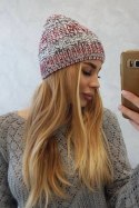 Czapka z polarem Melisa K241 bordowy+szary  