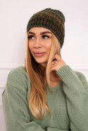 Czapka z polarem Melisa K241 brązowy+zielony  