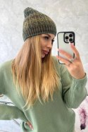 Czapka z polarem Melisa K241 brązowy+zielony  