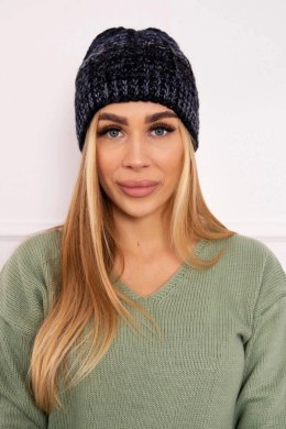 Czapka z polarem Melisa K241 czarny+granatowy  