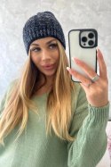 Czapka z polarem Melisa K241 czarny+granatowy  