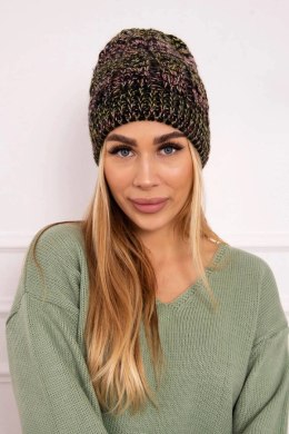 Czapka z polarem Melisa K241 czarny+oliwkowy  