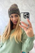 Czapka z polarem Melisa K241 czarny+oliwkowy  