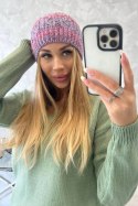 Czapka z polarem Melisa K241 fioletowy+czerwony  