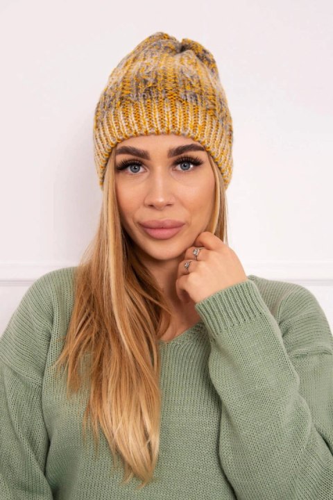 Czapka z polarem Melisa K241 musztardowy+szary  