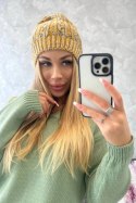 Czapka z polarem Melisa K241 musztardowy+szary  