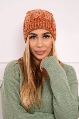 Czapka z polarem Melisa K241 pomarańczowy+szary  