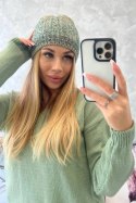 Czapka z polarem Melisa K241 turkusowy+zielony  