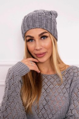 Czapka z polarem Paryż K213 jasno szara  